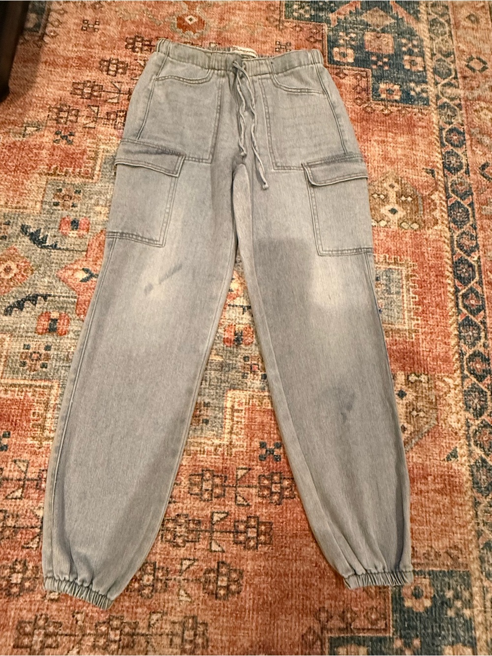 No Boundaries Light Wash Cargo Jogger Pants